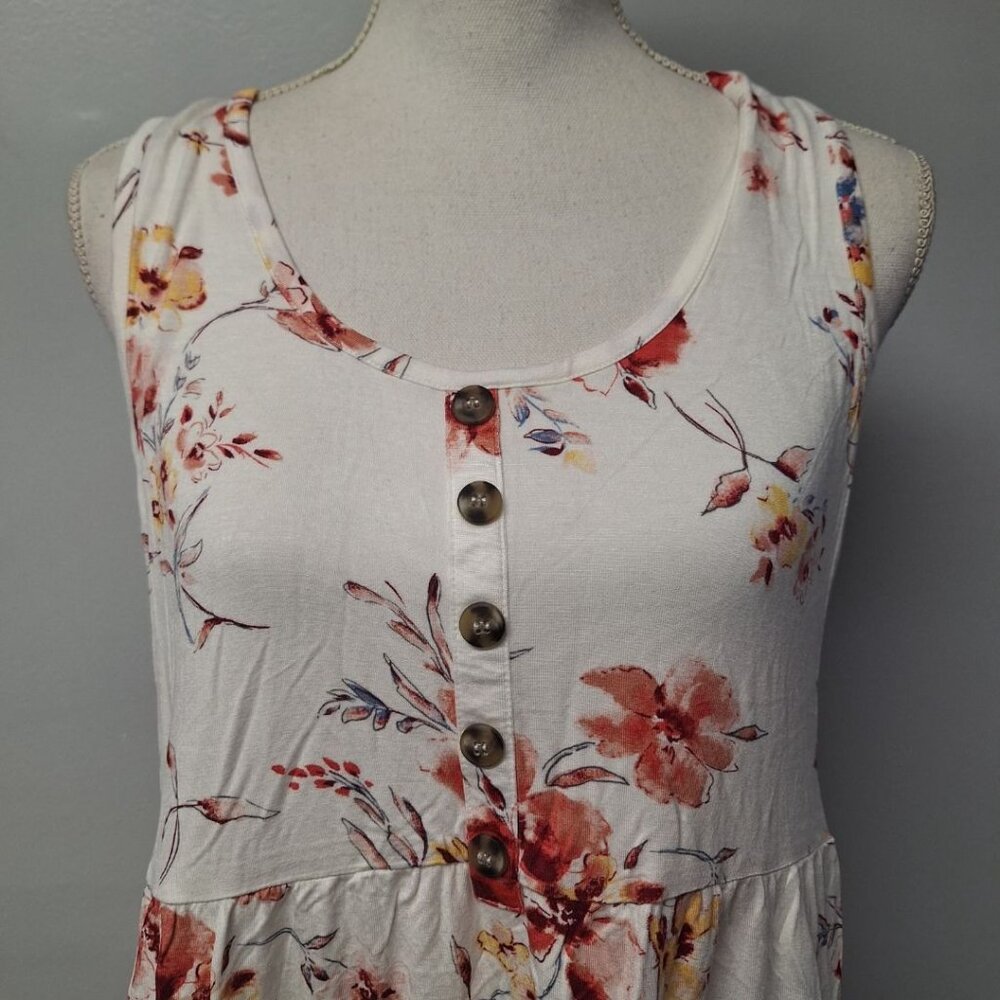 Maurices Floral Button Front Sleeveless Tiered Tank Top Womens Large Lightweight - Picture 4 of 9